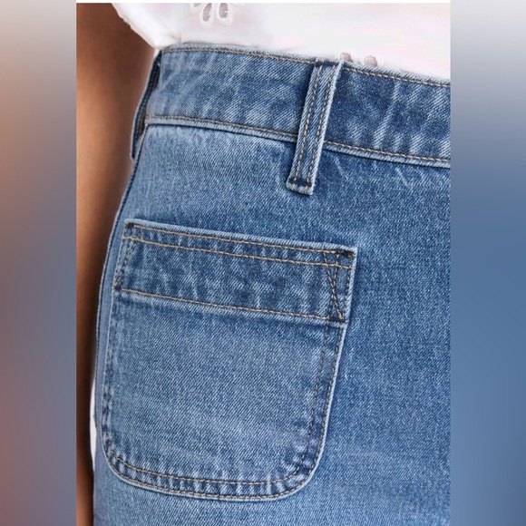 Free Assembly Women's and Women's Plus Wide Leg Jeans with Patch Pockets 14 - Picture 3 of 4